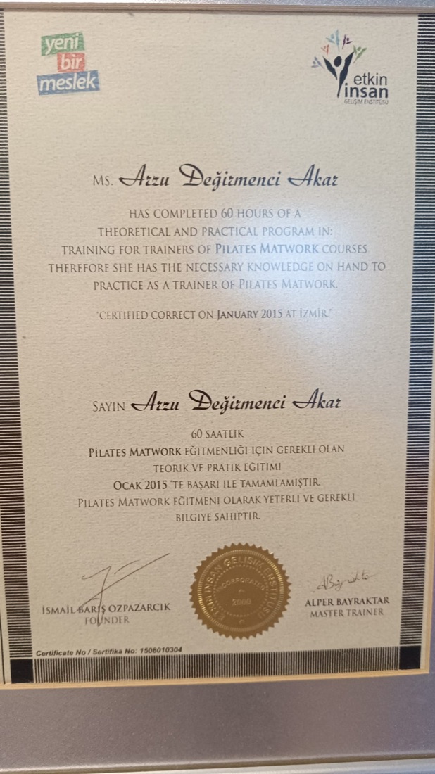 Pilates Matwork Eğitmenlik Sertifikası